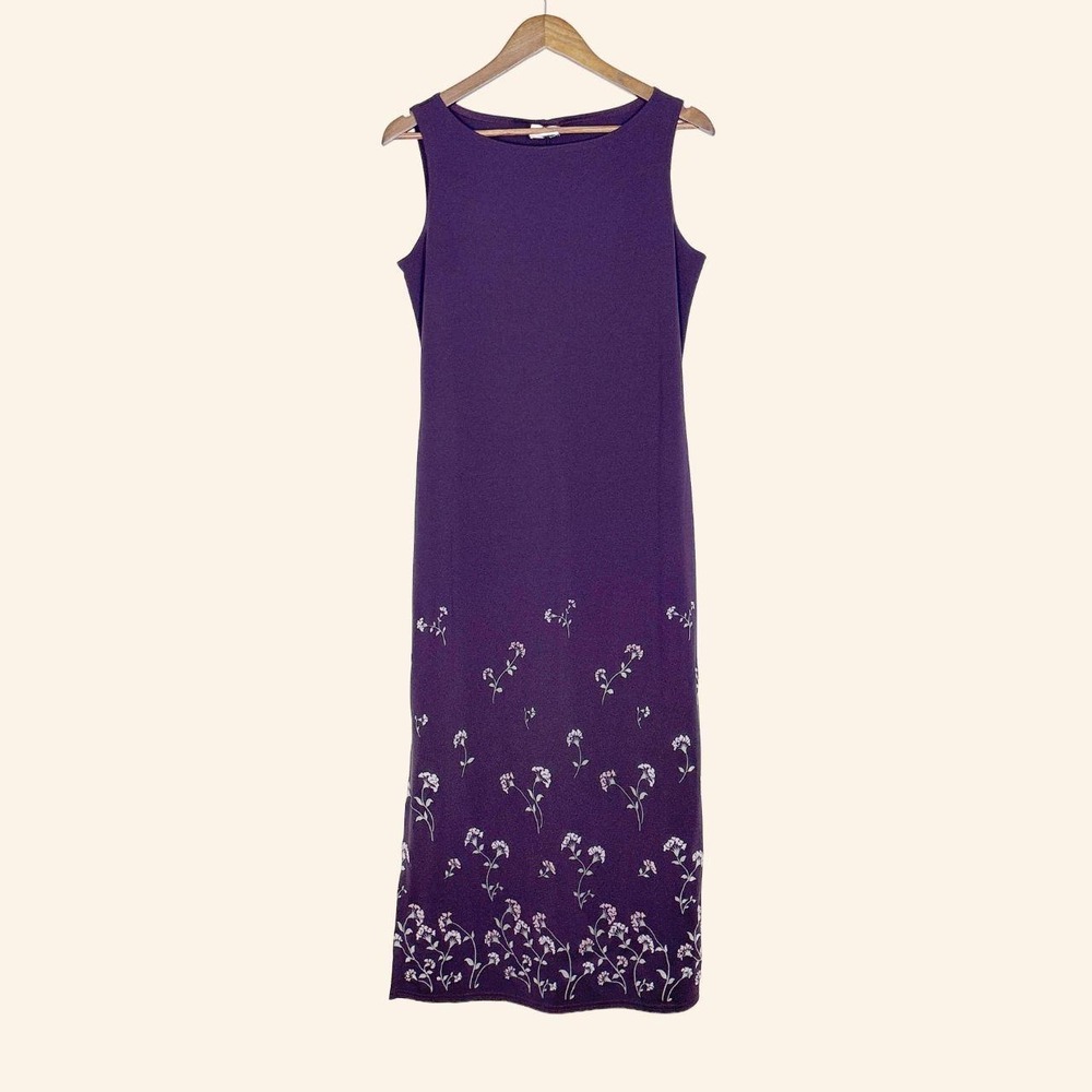 Vintage Purple Floral Maxi Dress